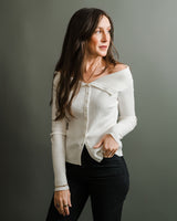 Greylin - Clara Off-Shoulder Cardigan - CoCapsules