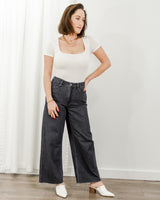 Hidden Jeans - Crop Wide Jeans - Gray - CoCapsules