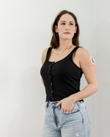  tentree - Button Ribbed Tank - Black - CoCapsules