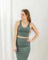  tentree - Cropped Ribbed Tank - Eucalyptus - CoCapsules