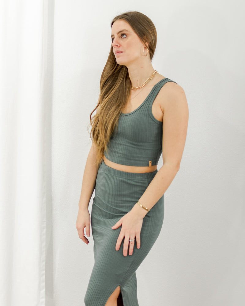  tentree - Cropped Ribbed Tank - Eucalyptus - CoCapsules