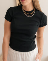 Mavi - Ribbed Baby Tee - Black - CoCapsules