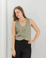 Molly Bracken - Linen Vest - Khaki - CoCapsules