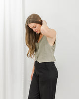 Molly Bracken - Linen Vest - Khaki - CoCapsules