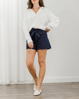 Molly Bracken - Paper Bag Shorts - Navy - CoCapsules