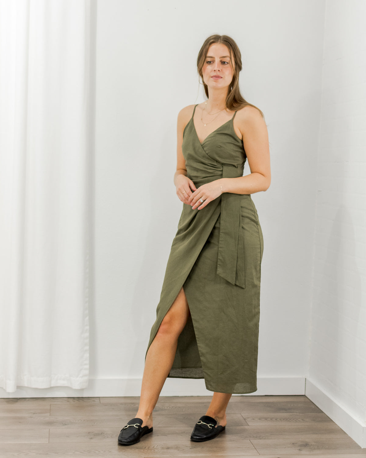 Women's Green Aniston Wrap Dress