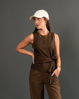 Lola Tie Blouse - Chocolate