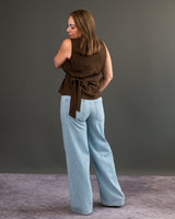 Lola Tie Blouse - Chocolate