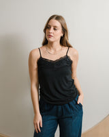 Lace Knit Camisole - Black