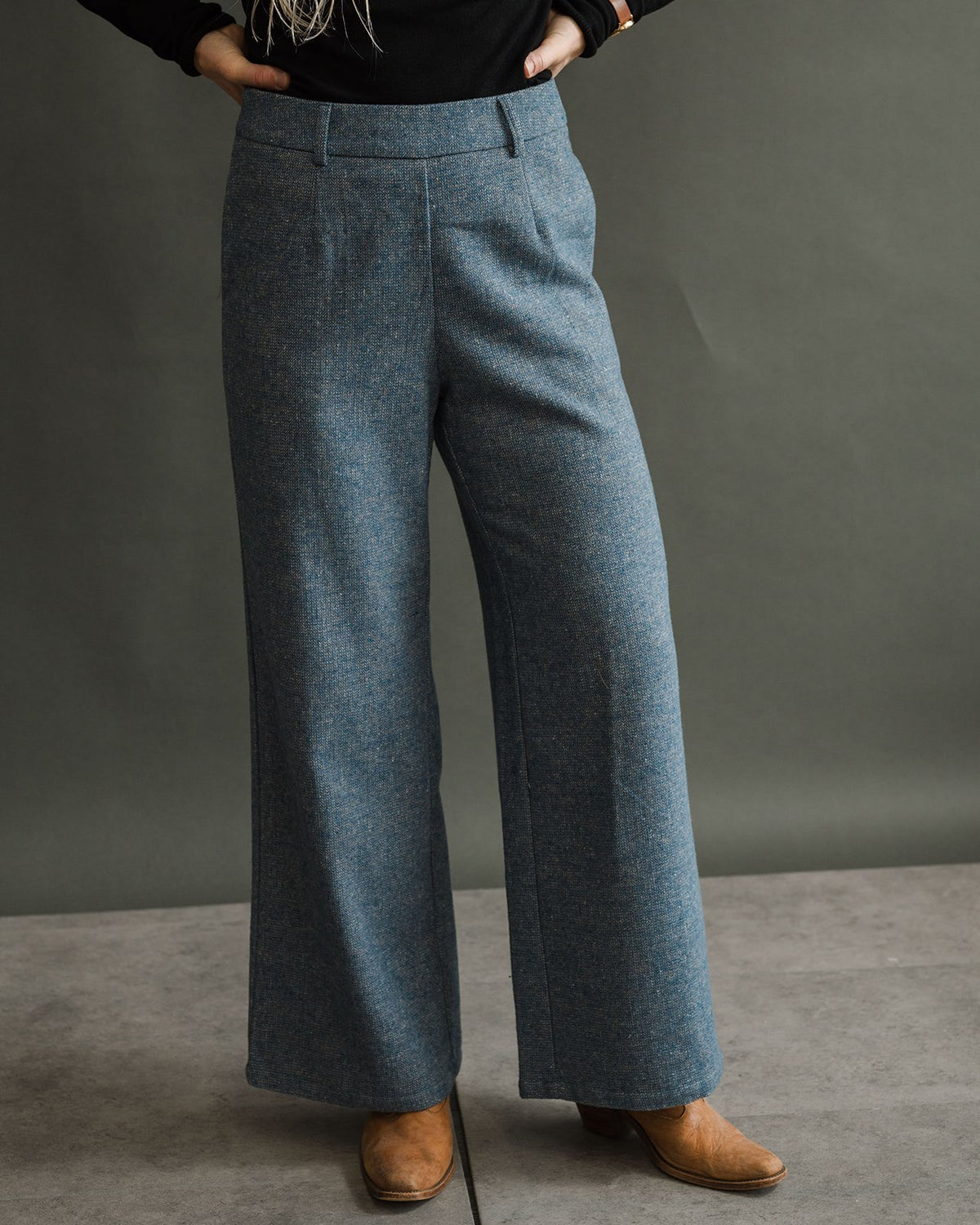 LADIES WOVEN PANTS BLUE / XS