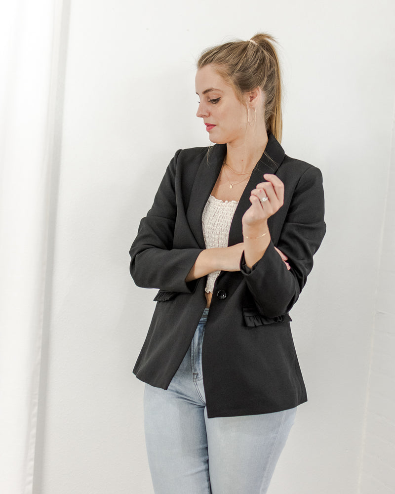 Ruffle Pocket Blazer