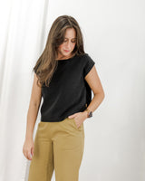 Linen Boxy Top - Black