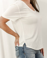 Meghan V-Neck Tee - Off White