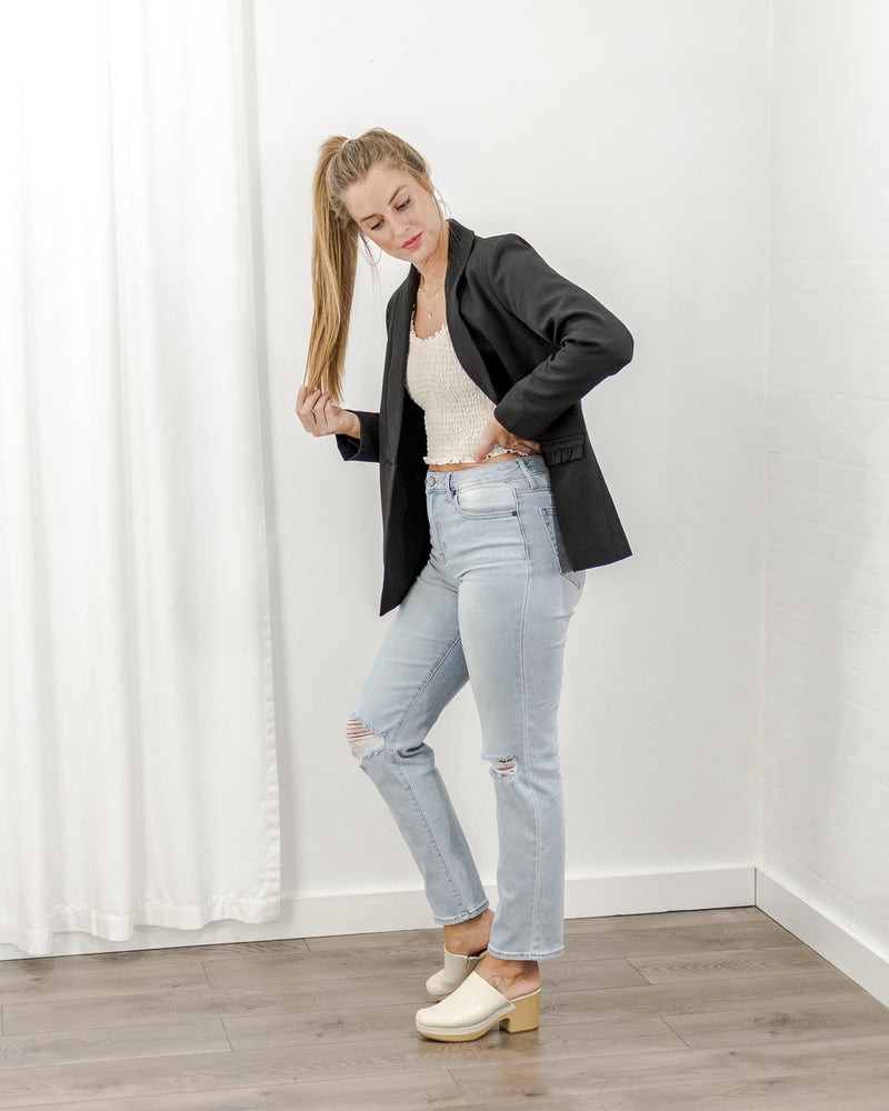 Ruffle Pocket Blazer