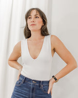 Deep V Bodysuit - White