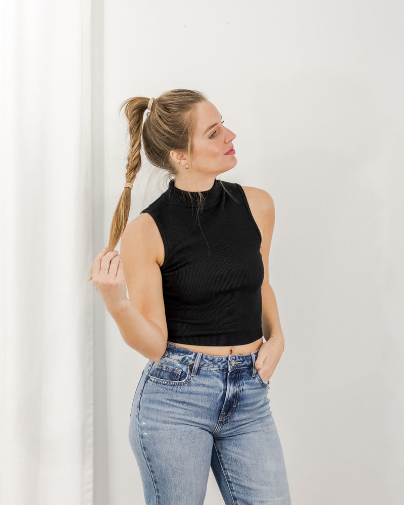 Sleeveless Mock Neck - Black