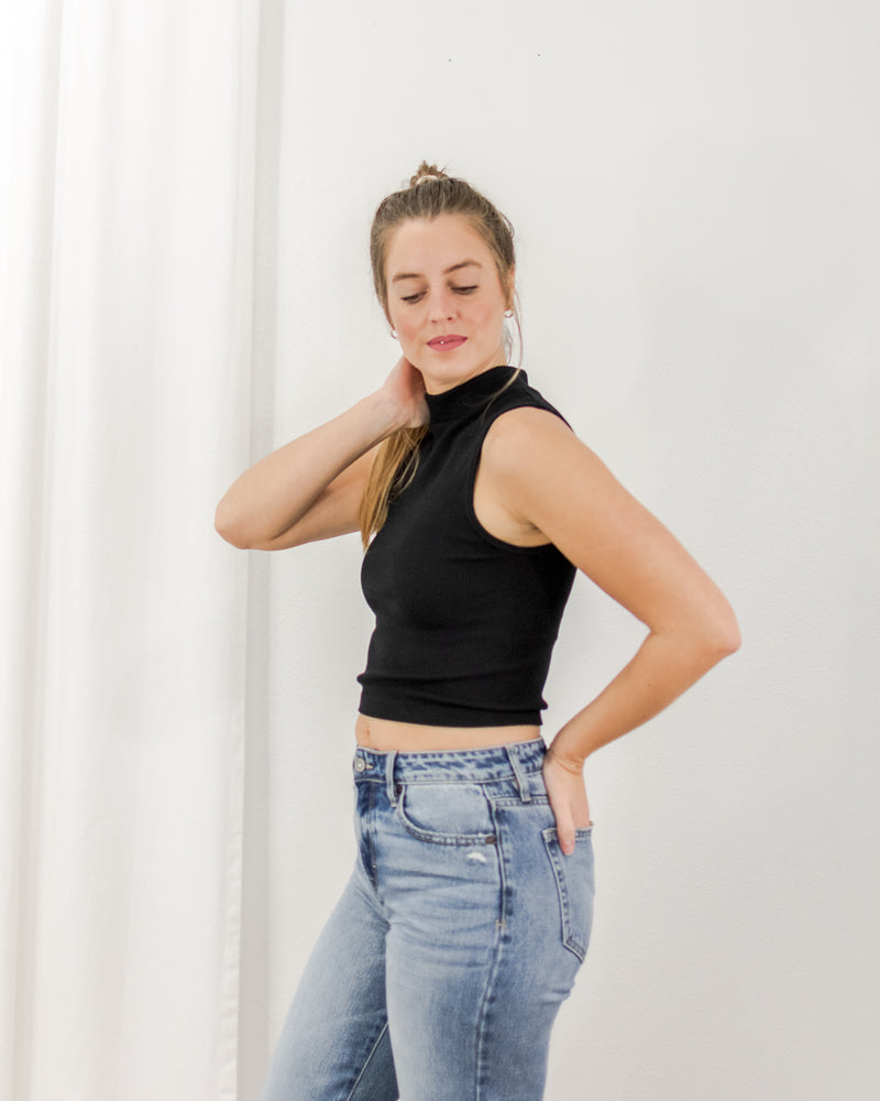 Sleeveless Mock Neck - Black