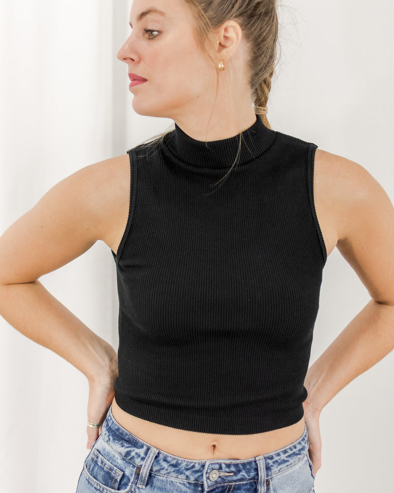  C'est Moi - Sleeveless Mock Neck - Black - CoCapsules