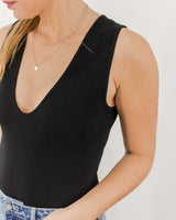 Deep V Bodysuit - Black