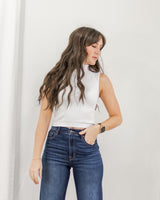 Sleeveless Mock Neck - White