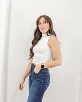 Sleeveless Mock Neck - White
