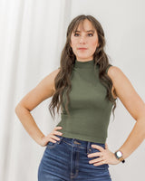 Sleeveless Mock Neck - Olive