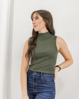 Sleeveless Mock Neck - Olive
