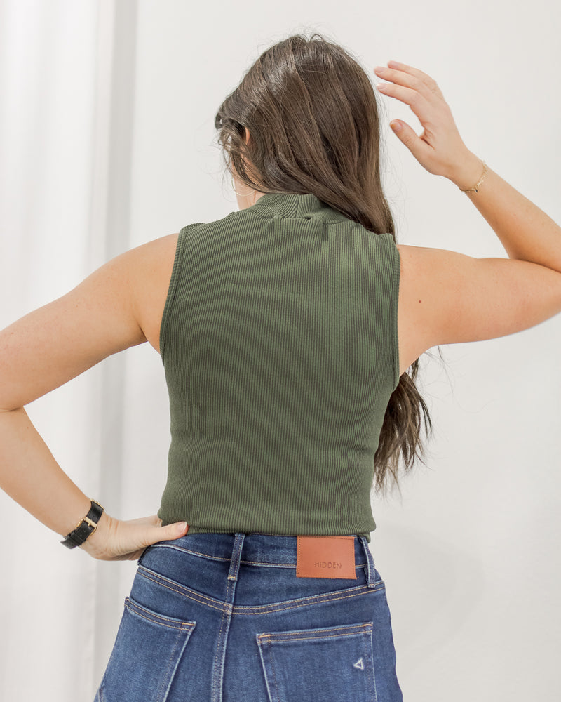  C'est Moi - Sleeveless Mock Neck - Olive - CoCapsules