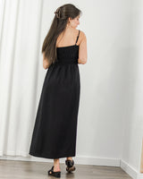 Shirred Midi Dress - Black