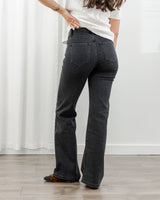 Long Straight Jeans - Washed Black