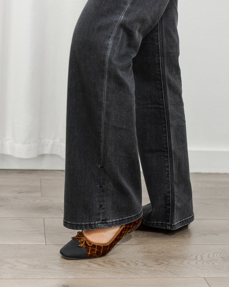 Long Straight Jeans - Washed Black