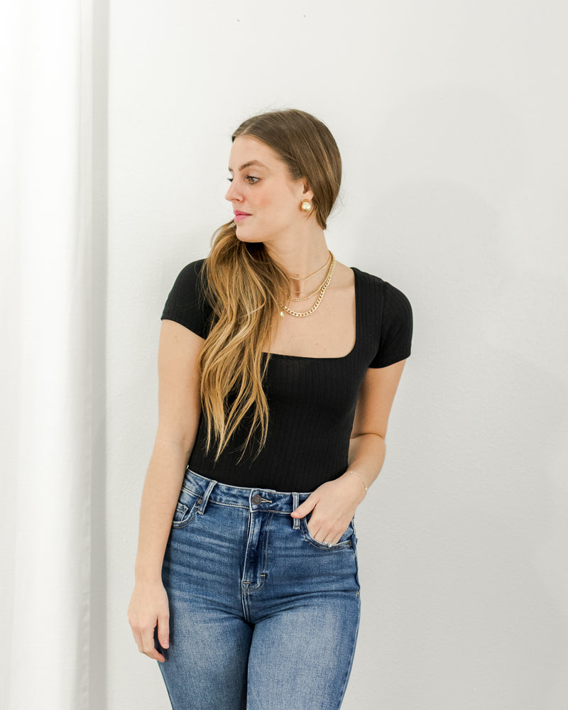  Saltwater Luxe - Short Sleeve Bodysuit - Black - CoCapsules