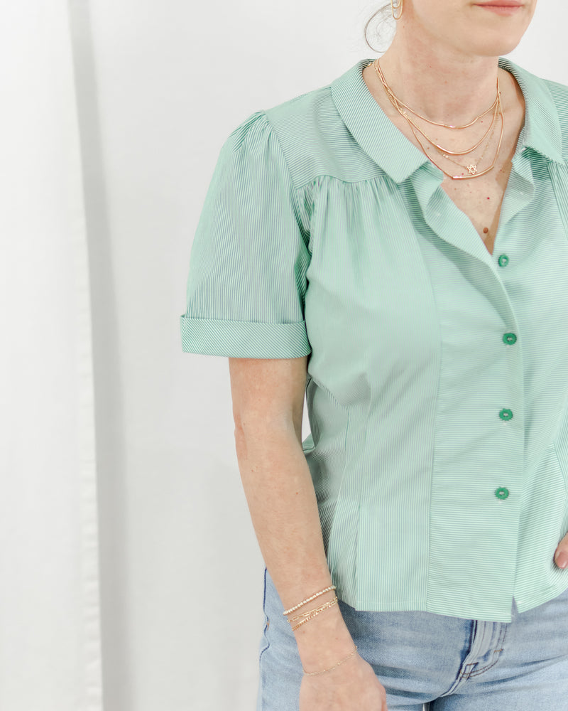  Molly Bracken - Striped Collared Blouse - CoCapsules
