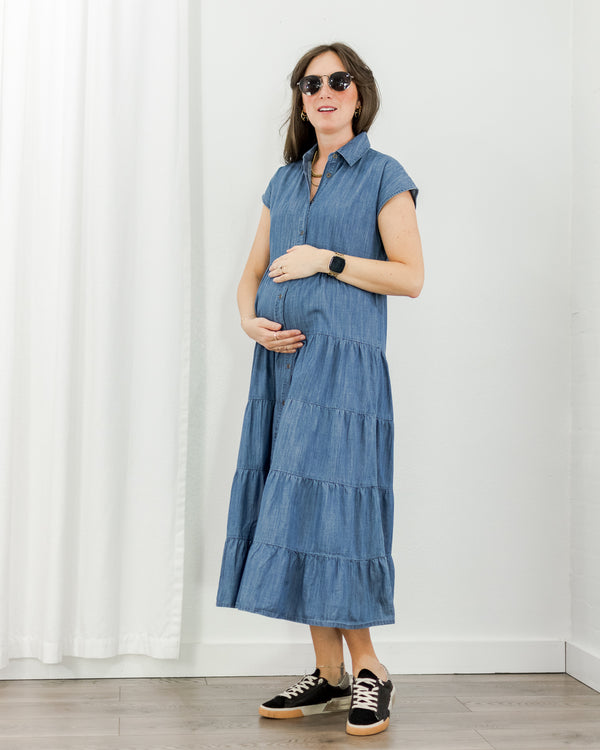 Chambray Tiered Dress