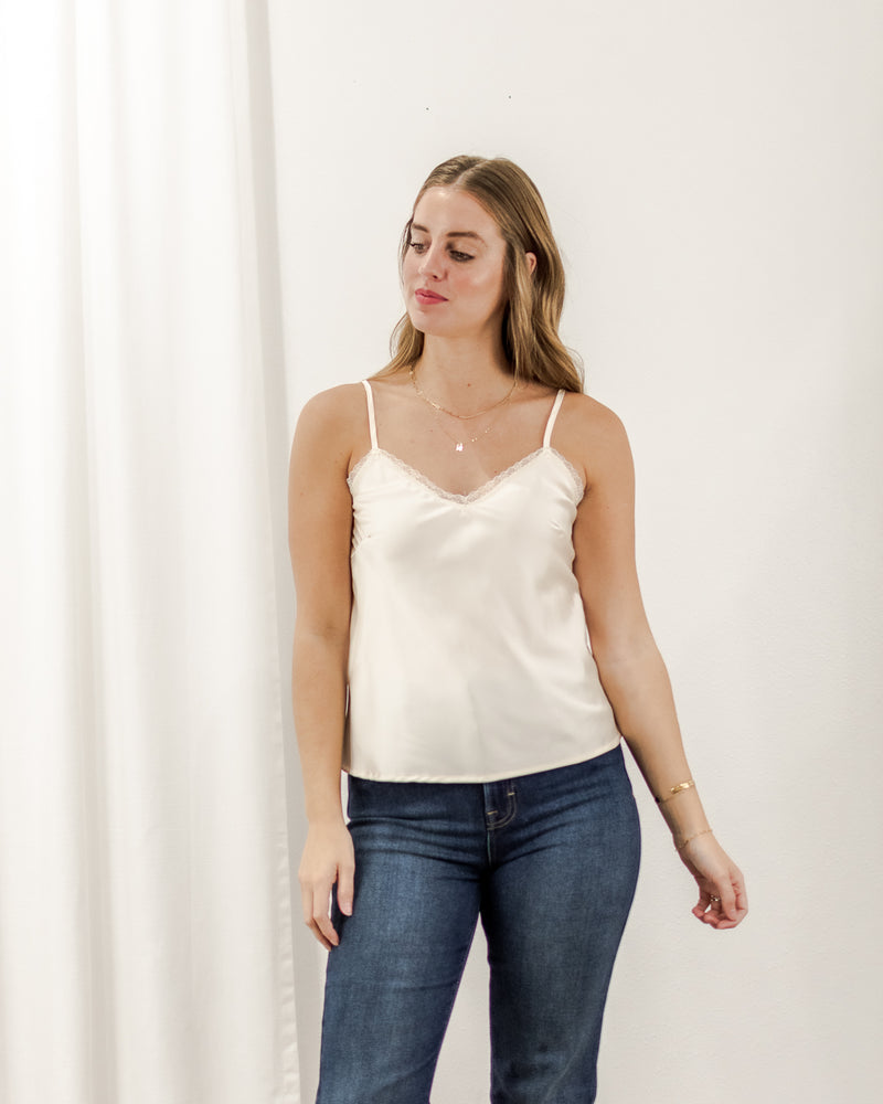 Lace Trim Camisole - Oatmilk