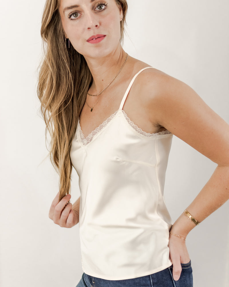 Lace Trim Camisole - Oatmilk