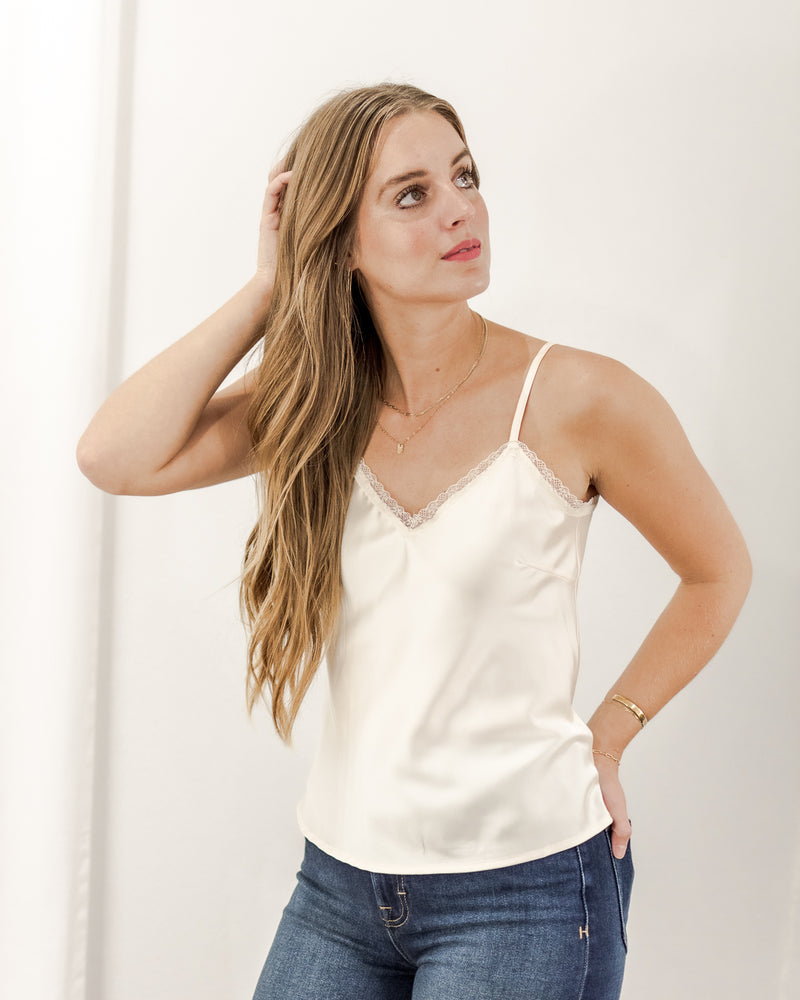 Lace Trim Camisole - Oatmilk
