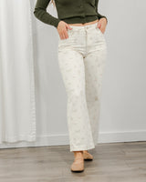 Cream Floral Jeans