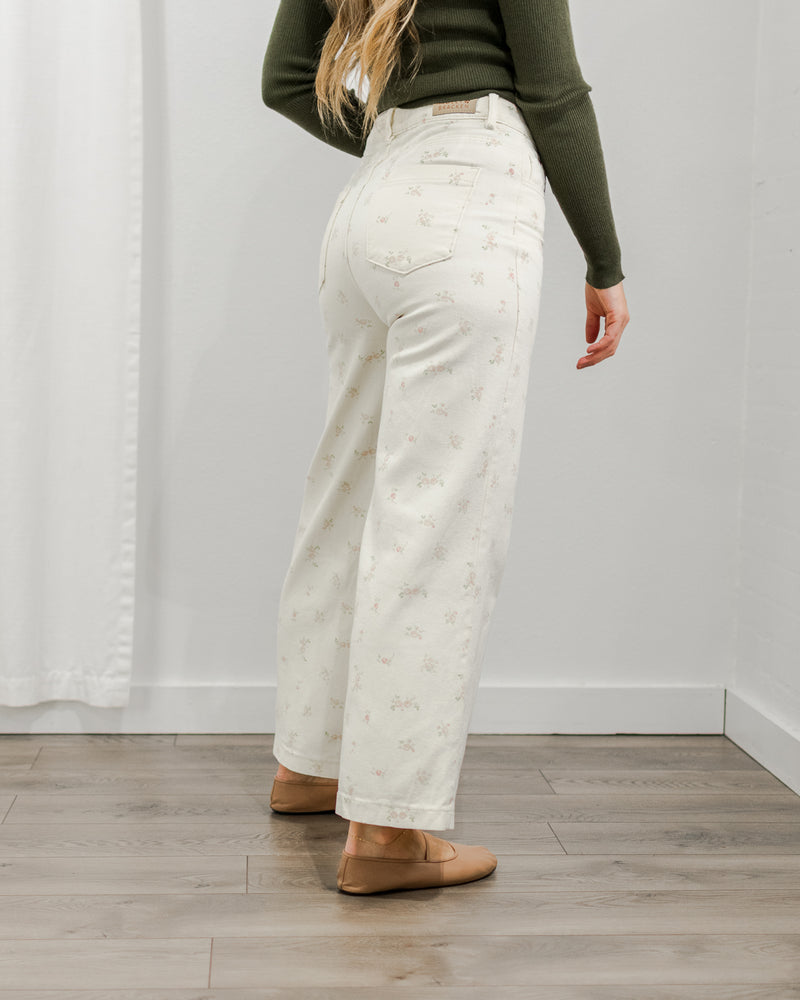 Cream Floral Jeans