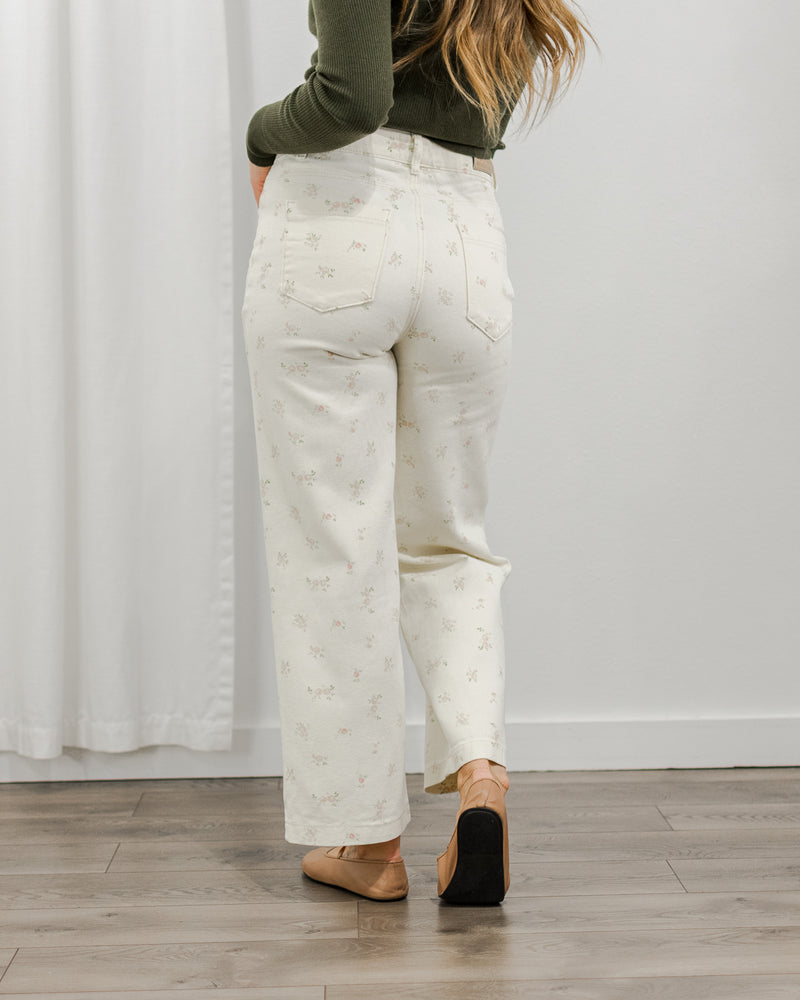 Cream Floral Jeans