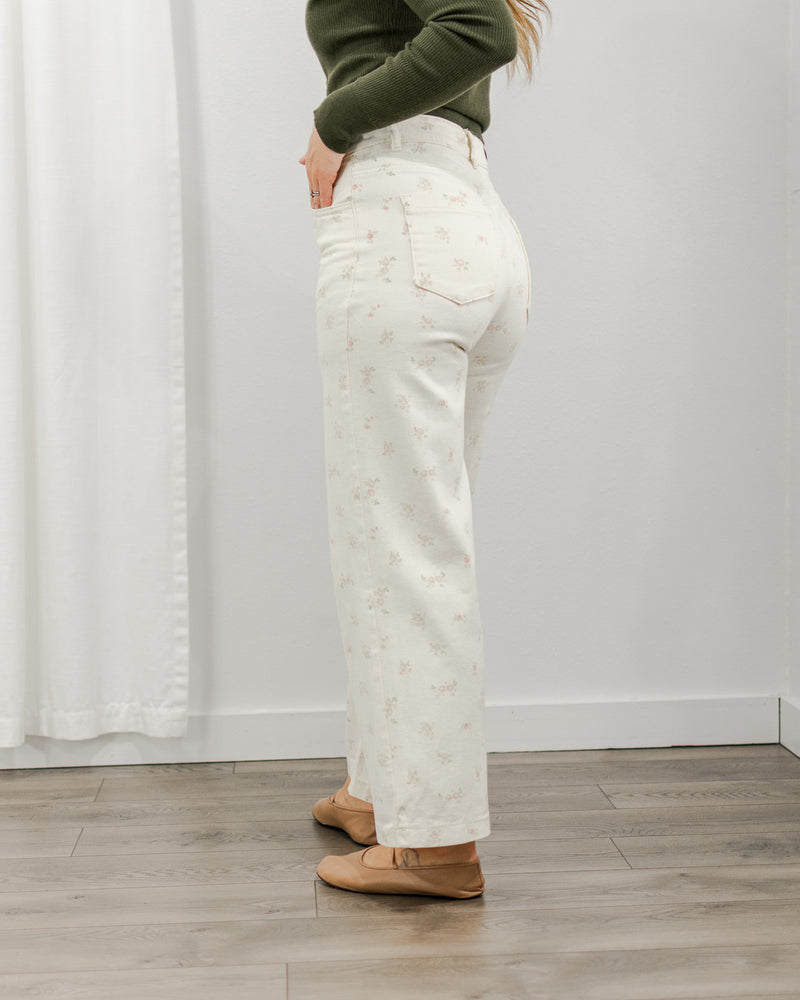 Cream Floral Jeans