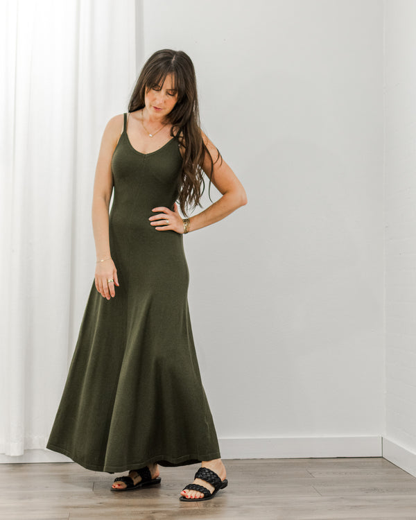 Simple Sweater Dress - Forest Green