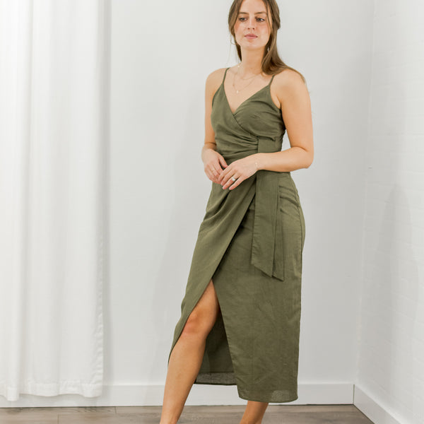 Women's Green Aniston Wrap Dress | CoCapsules Women's Green Aniston Wrap Dress | CoCapsules
