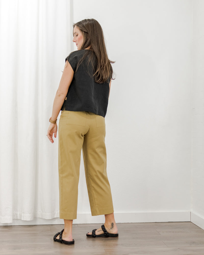 Linen Boxy Top - Black