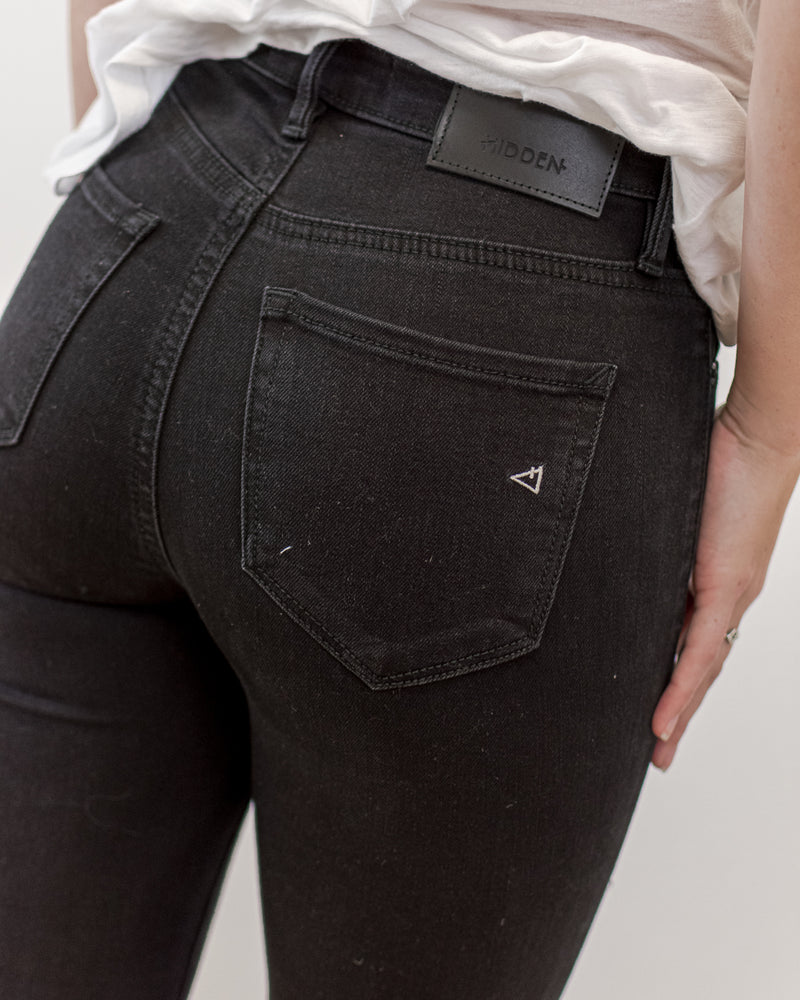 The Button Fly Skinny Jeans - Black