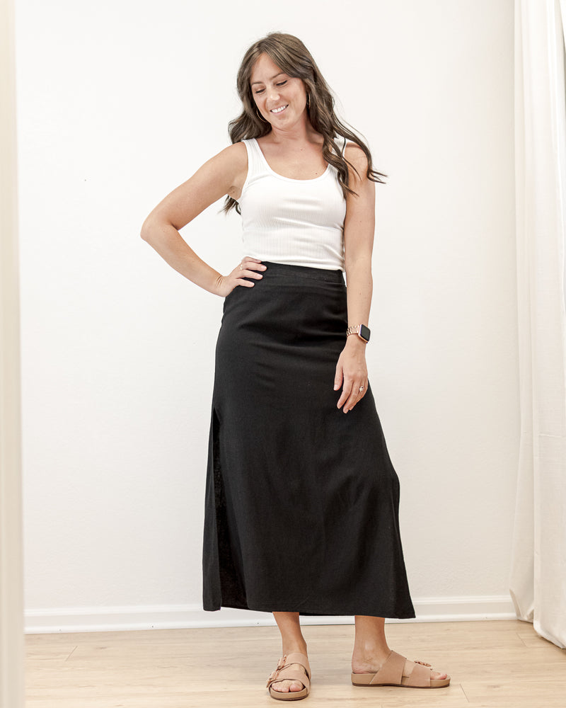 Women\'s Black Midi Length Eco Friendly Skirt | CoCapsules