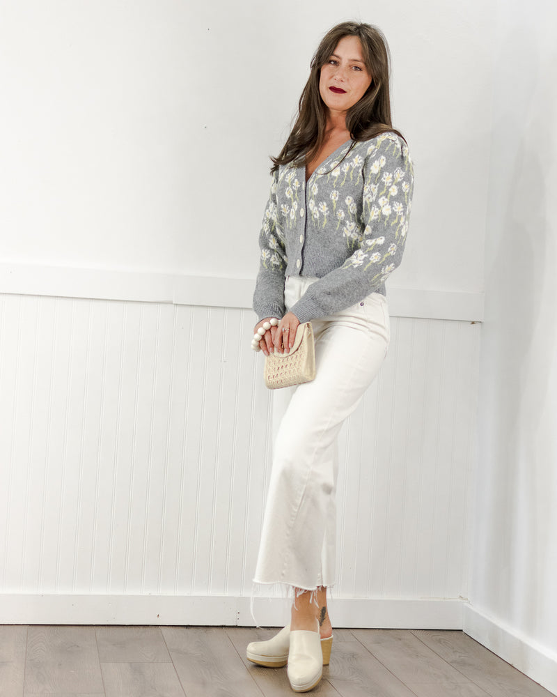 The Crop Wide Jeans - Cream