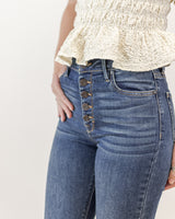 The Button Fly Skinny Jeans - Blue