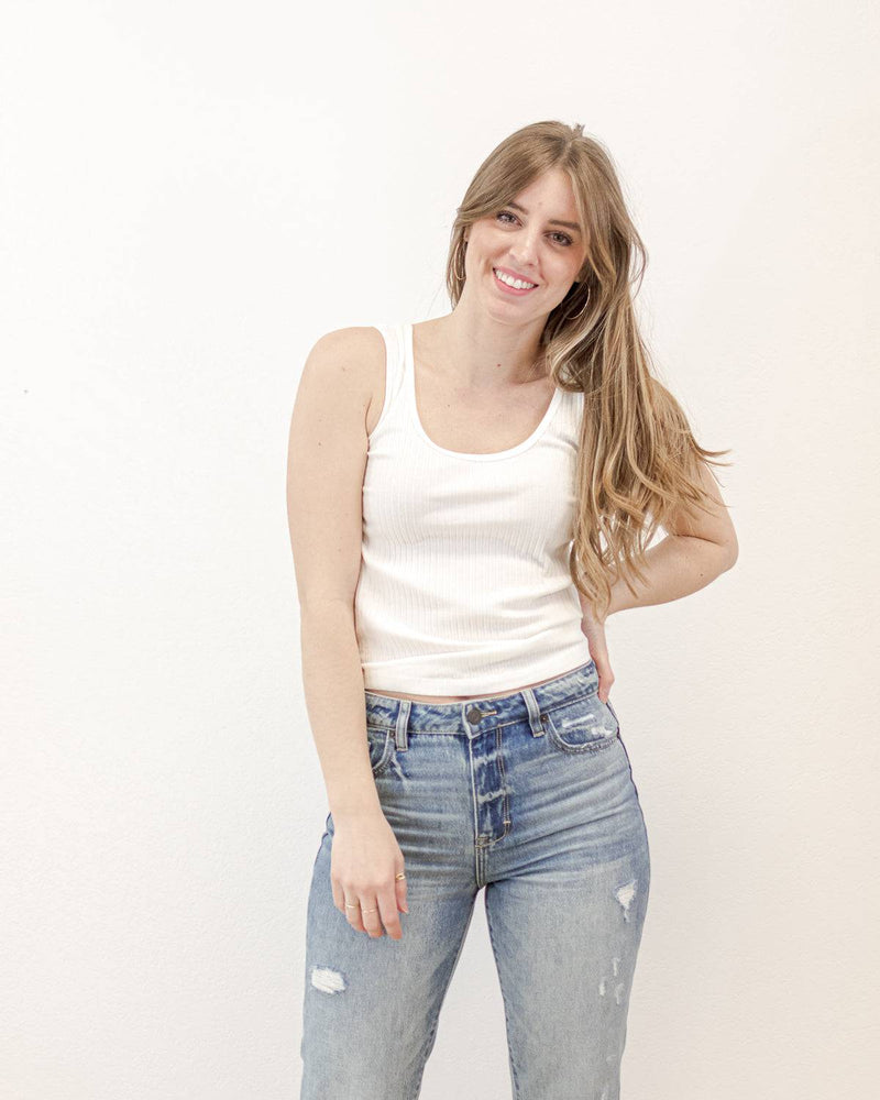 Ribbed Fitted Cami - White