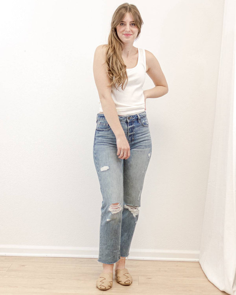 Ribbed Fitted Cami - White